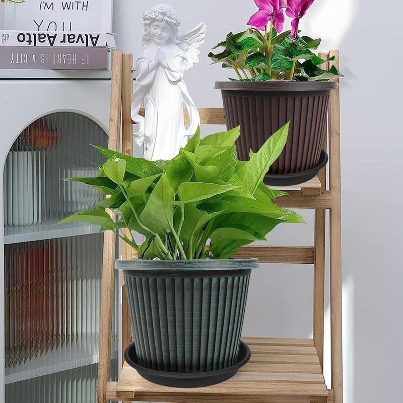 Grjoprt 6 Pack Plant Saucers for Indoors, 4 5 6 7 8 9 10 11 12 13 15 17 19 inch Plant Water Catcher Tray, Heavy Sturdy Plant Drainage Tray for Indoors, Flower Saucers for Nursery Pots (5", Black) - Image 3